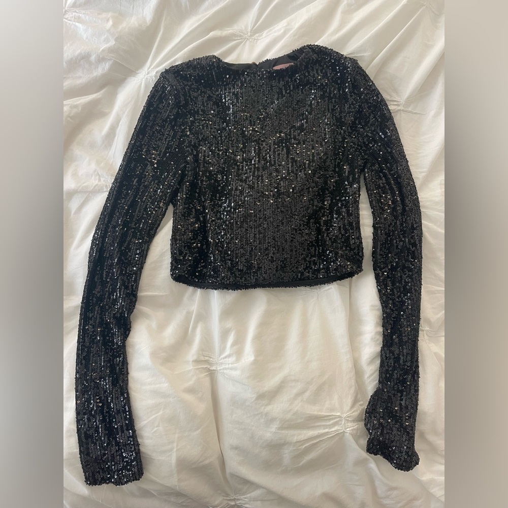 Show Me Your MuMu Black Sequin Blouse